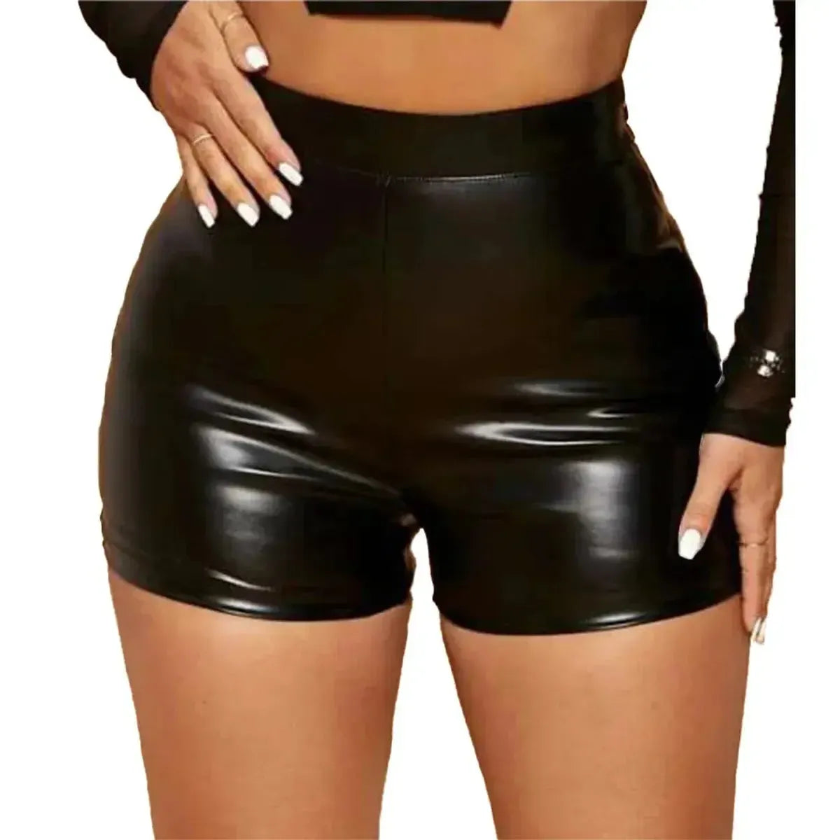 Effet cuir brillant noir pour look nightclub osé-Saylana
