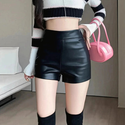 Effet cuir noir taille haute Y2K - Saylana