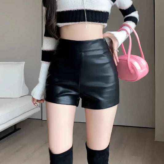 Effet cuir noir taille haute Y2K-Saylana