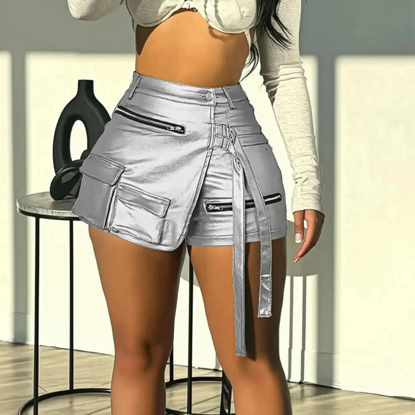 Effet métallisé PU pour look club irrésistible - Saylana