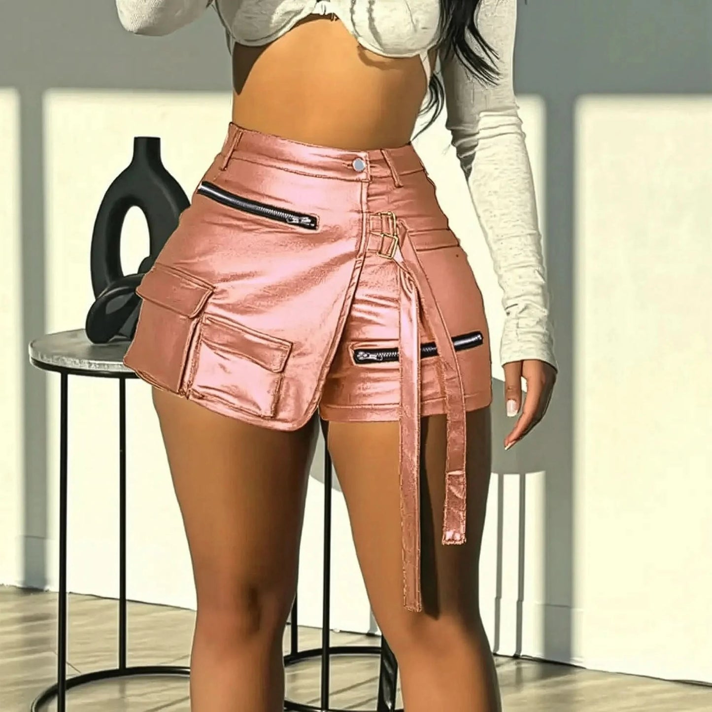 Effet métallisé PU pour look club irrésistible - Saylana