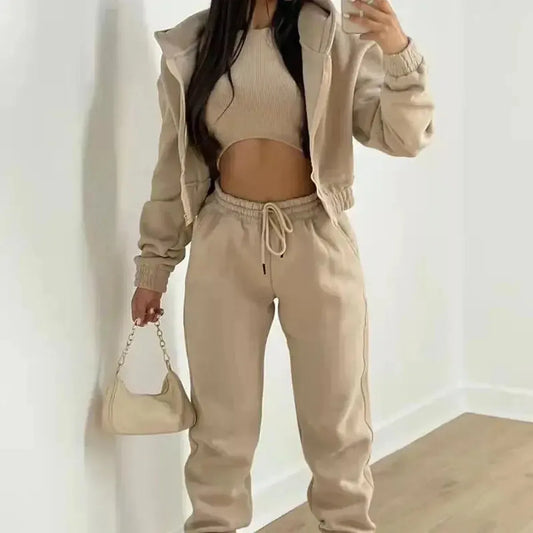 Ensemble 3 Pièces Femme : Veste + Crop Top + Pantalon-Saylana