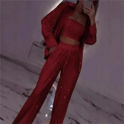 Ensemble 3 Pièces Pailleté Femme Chic-Saylana