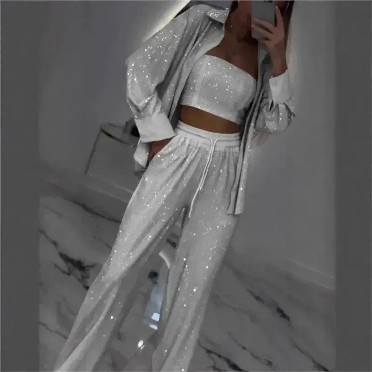 Ensemble 3 Pièces Pailleté Femme Chic-Saylana