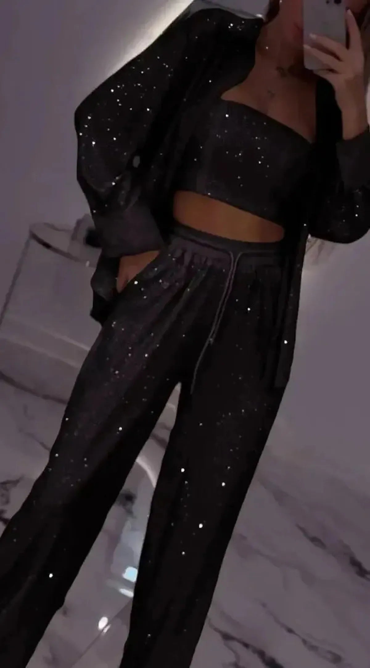 Ensemble 3 Pièces Pailleté Femme Chic-Saylana