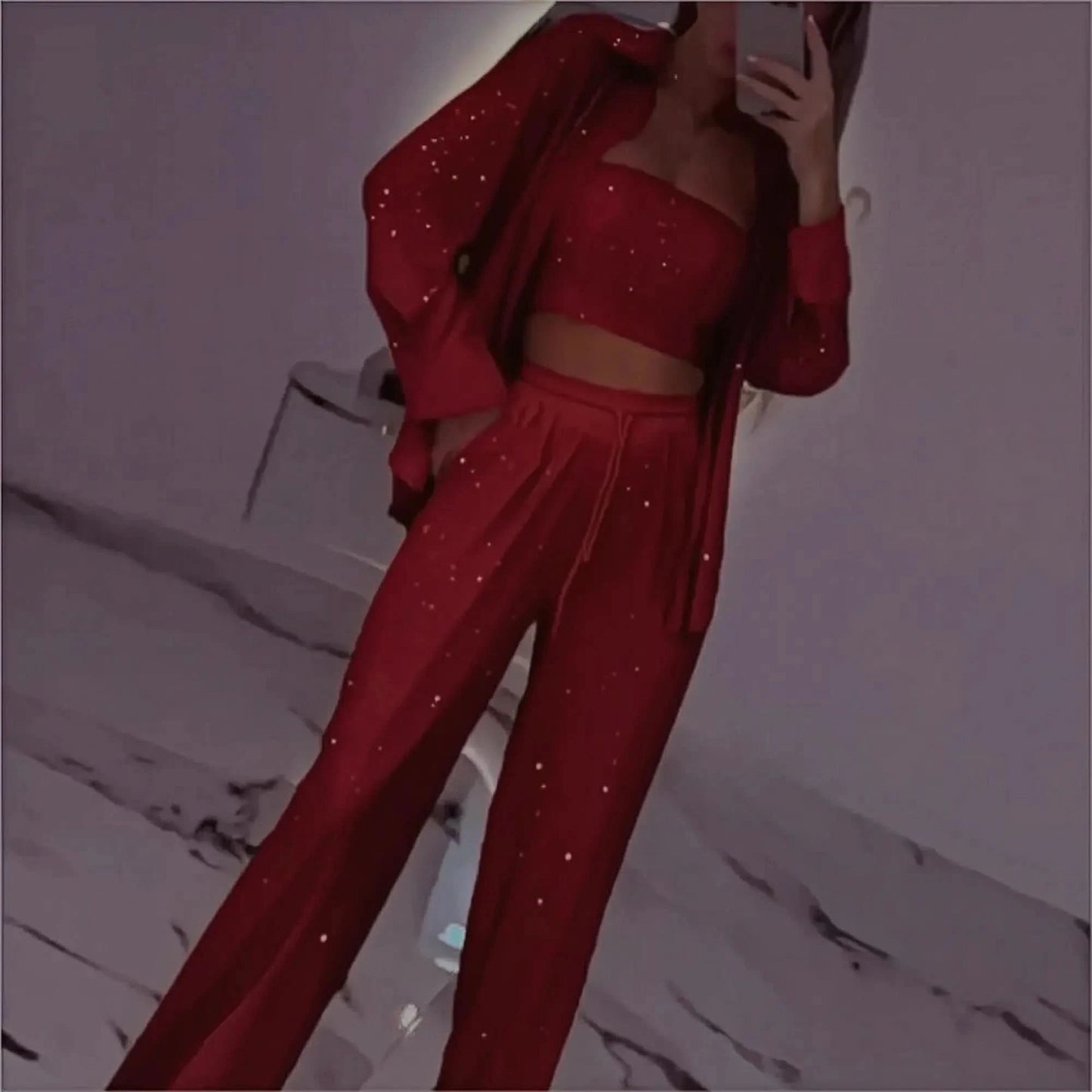 Ensemble 3 Pièces Pailleté Femme Chic - Saylana