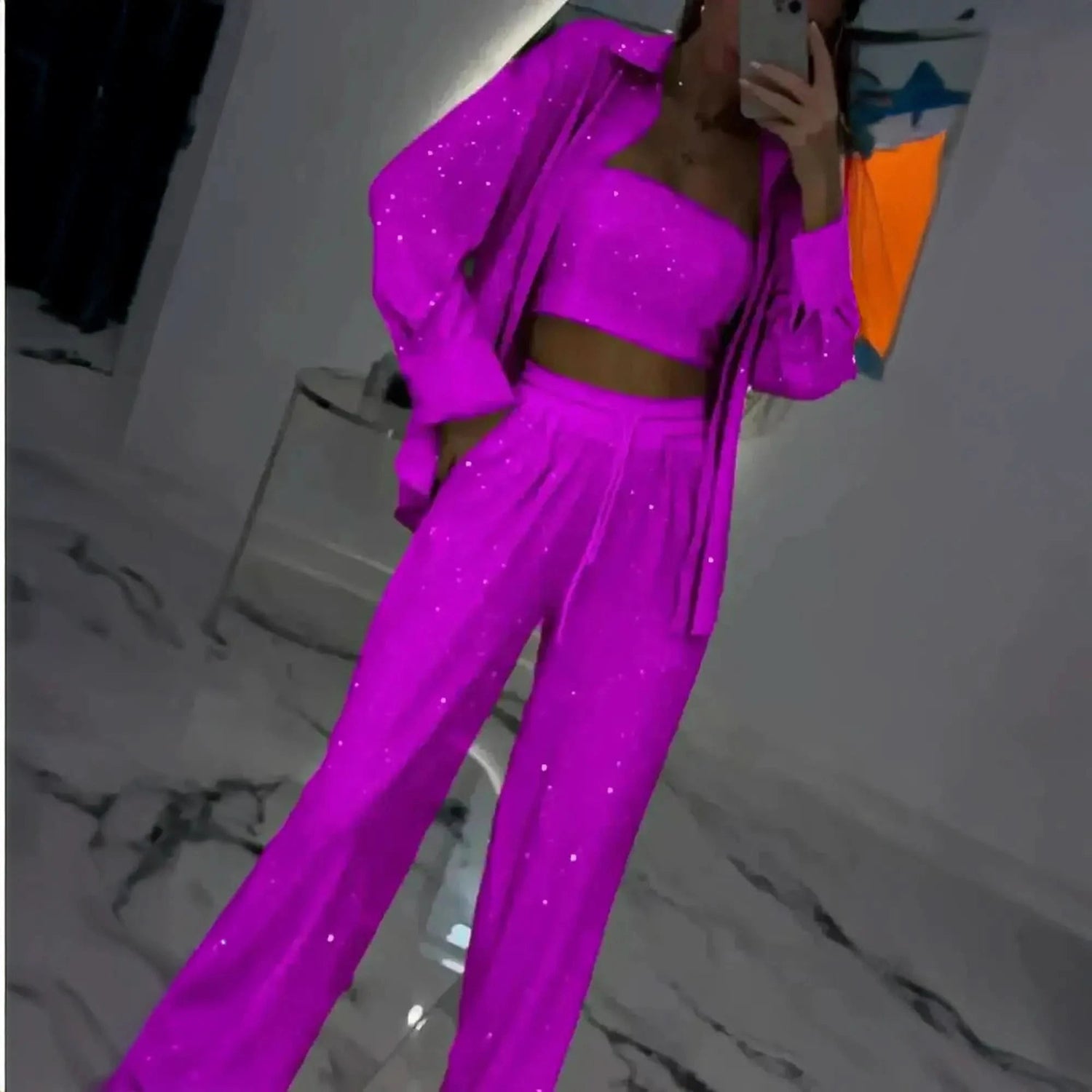 Ensemble 3 Pièces Pailleté Femme Chic - Saylana