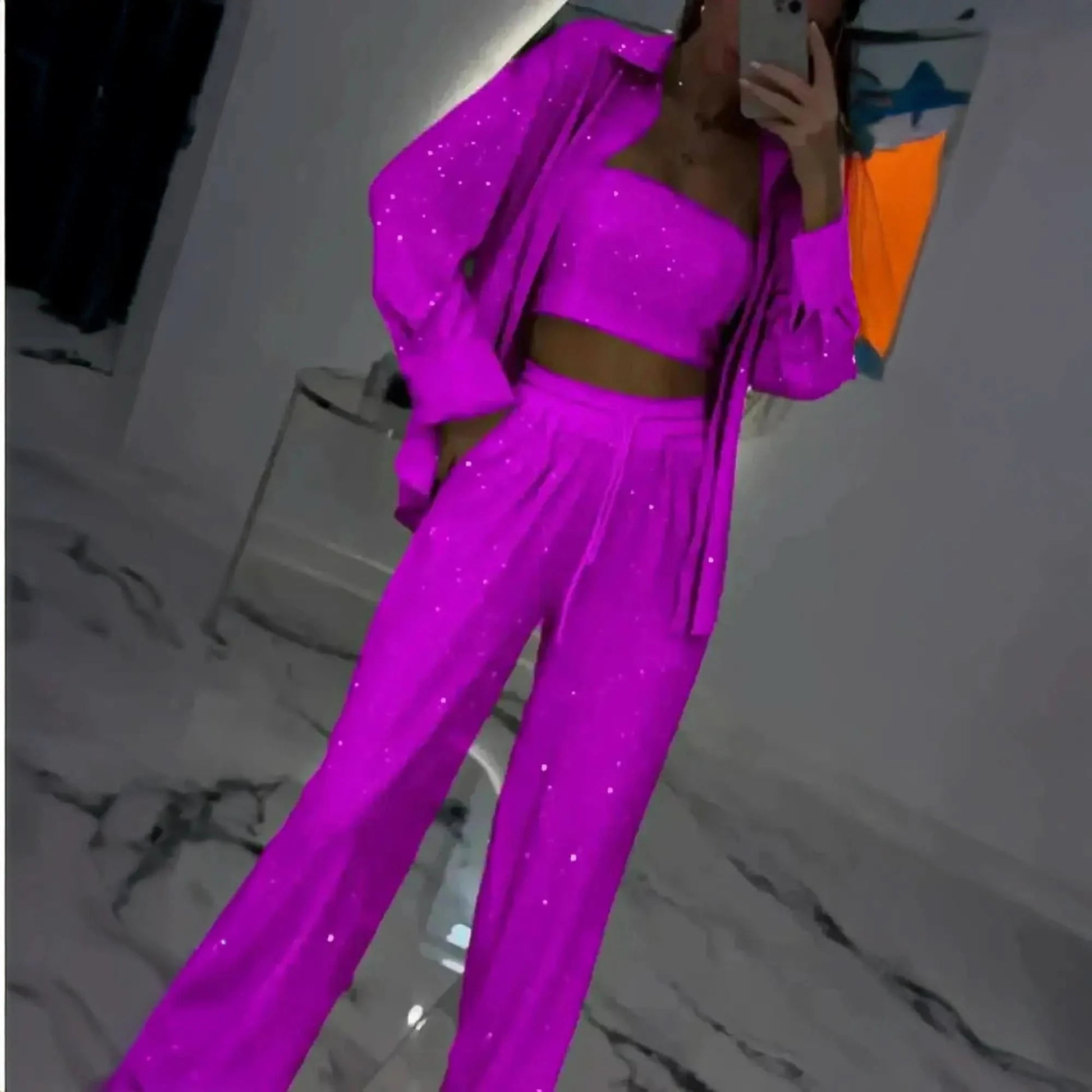 Ensemble 3 Pièces Pailleté Femme Chic - Saylana