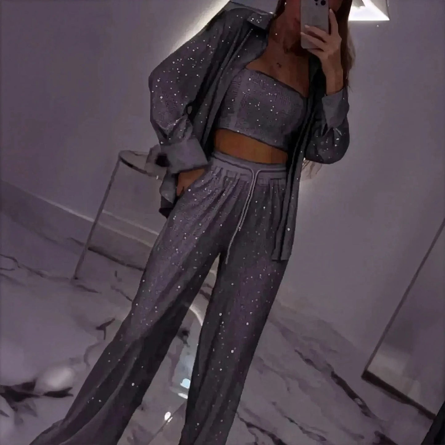 Ensemble 3 Pièces Pailleté Femme Chic - Saylana