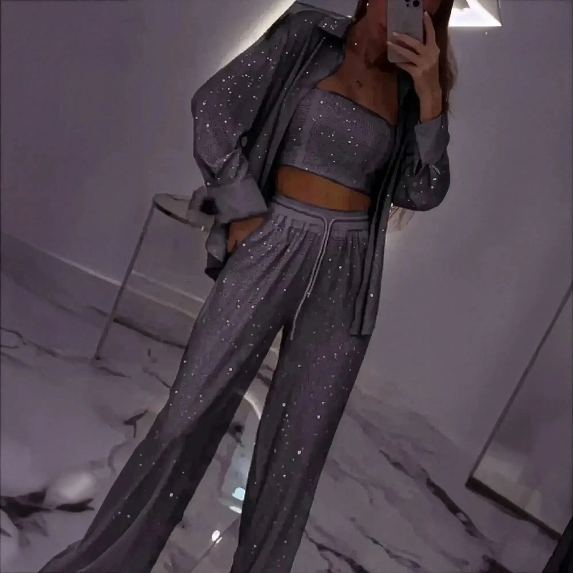 Ensemble 3 Pièces Pailleté Femme Chic - Saylana