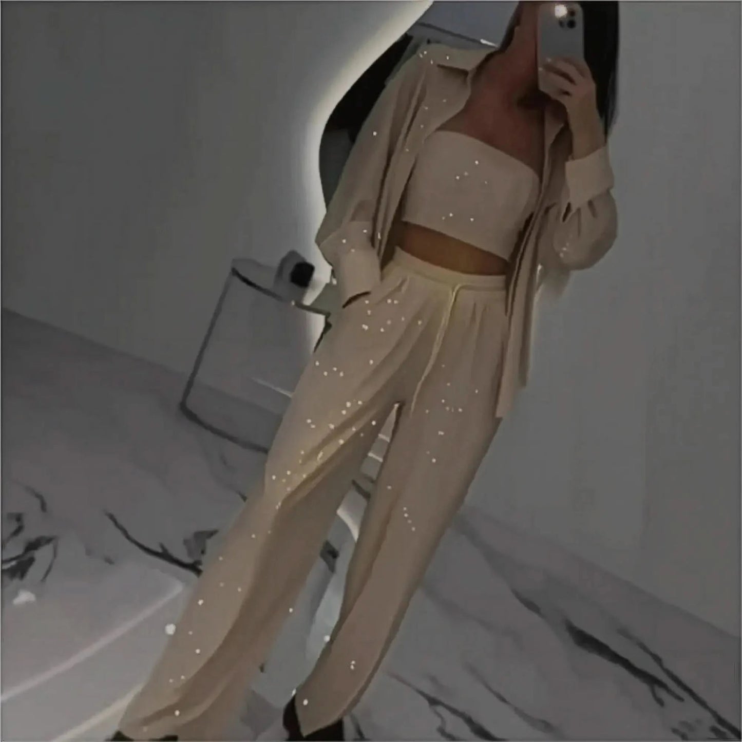 Ensemble 3 Pièces Pailleté Femme Chic - Saylana