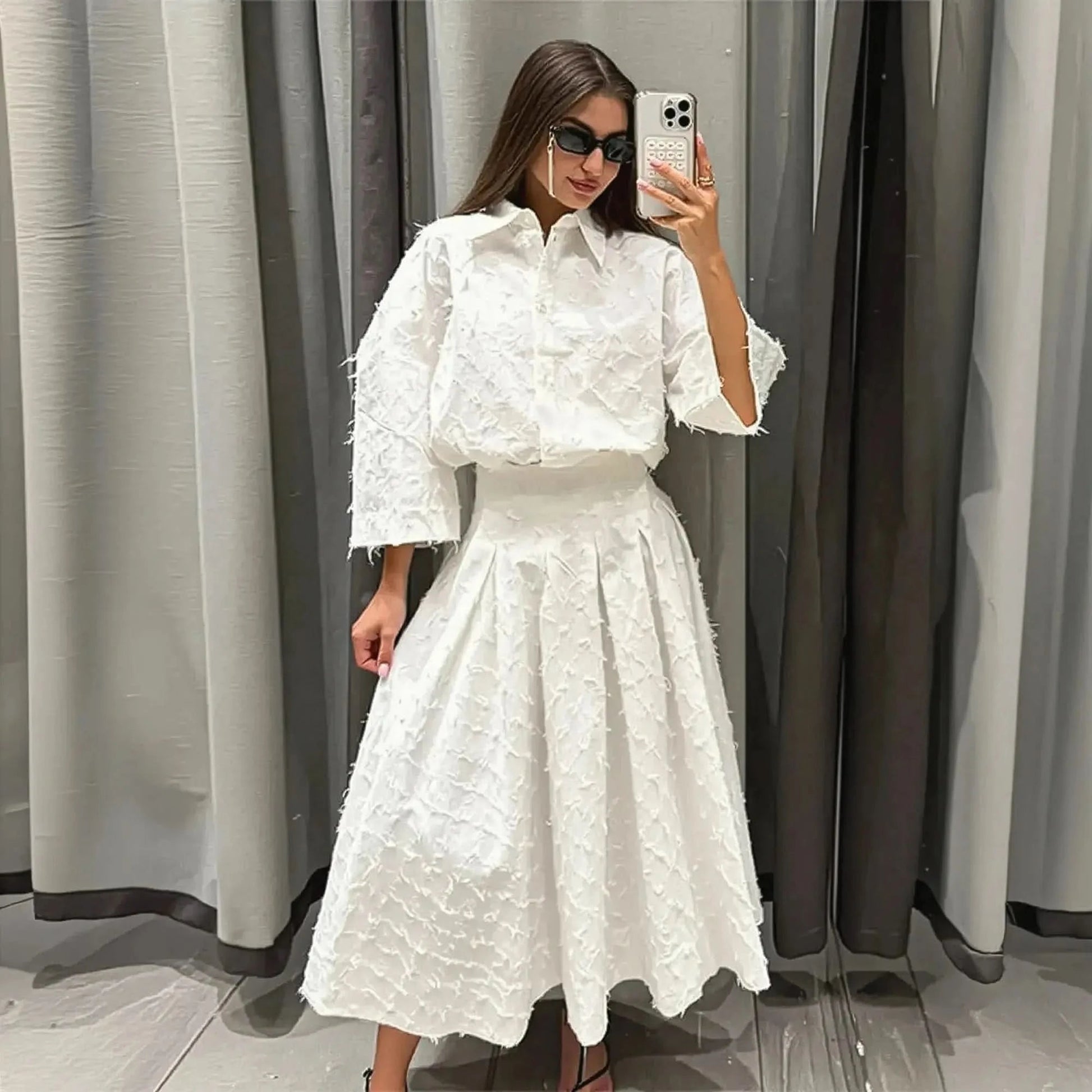 Ensemble Chemise & Jupe Plissée - Saylana