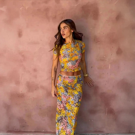 Ensemble Chic Top Jupe Longue Uni - Saylana