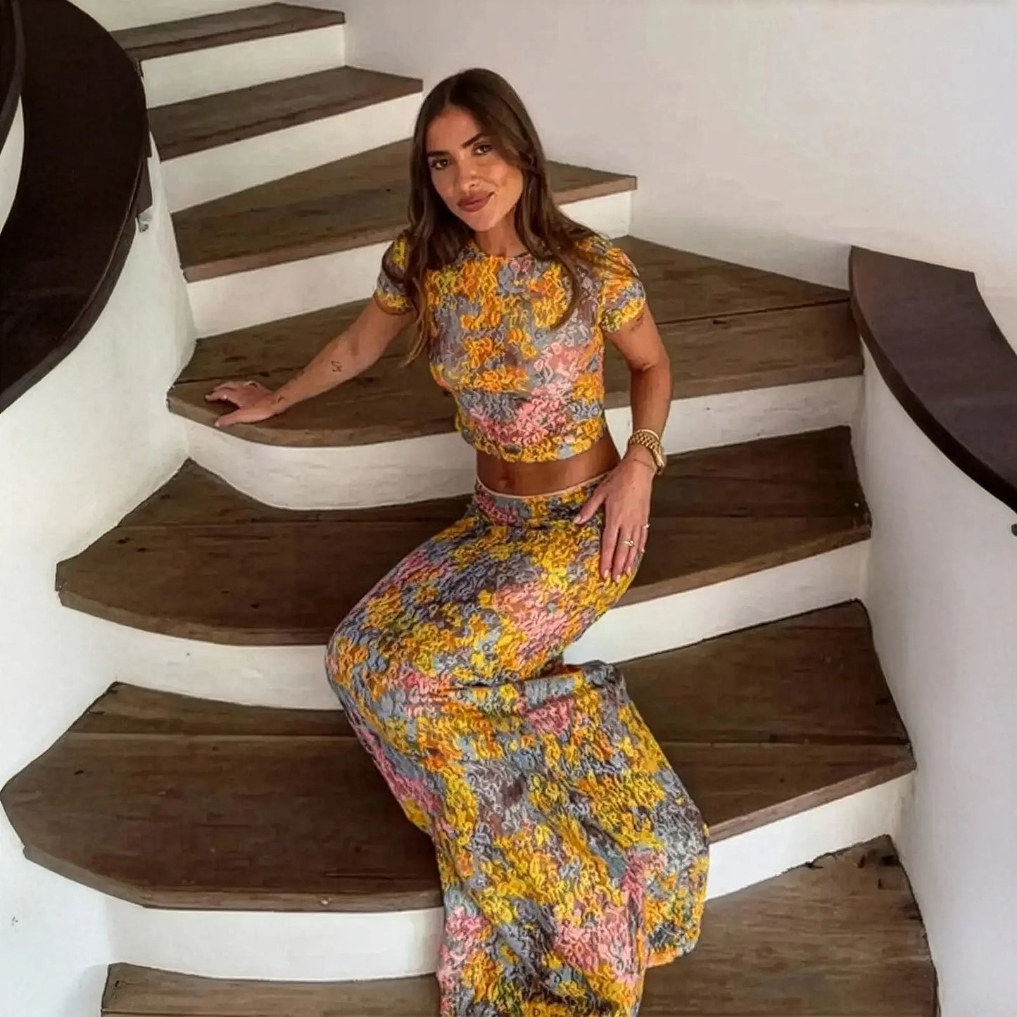 Ensemble Chic Top Jupe Longue Uni Saylana