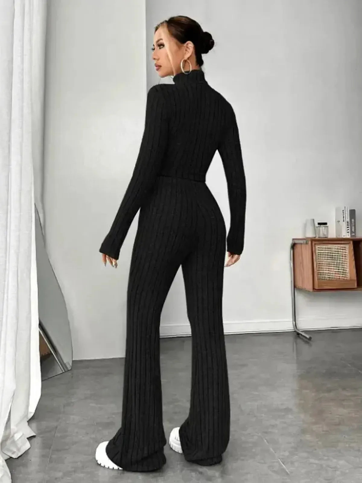 Ensemble Col Montant Rayé Haut + Pantalon-Saylana