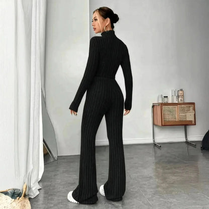 Ensemble Col Montant Rayé Haut + Pantalon - Saylana