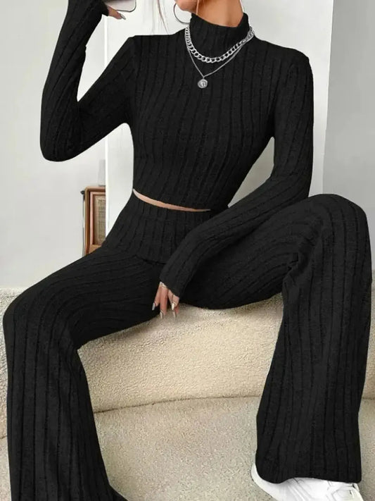 Ensemble Col Montant Rayé Haut + Pantalon-Saylana