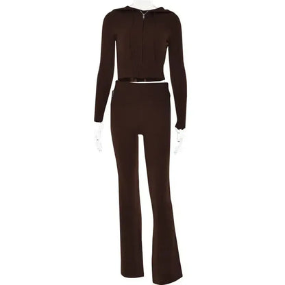 Ensemble Côtelé Zippé : Hoodie + Pantalon Ajusté-Saylana