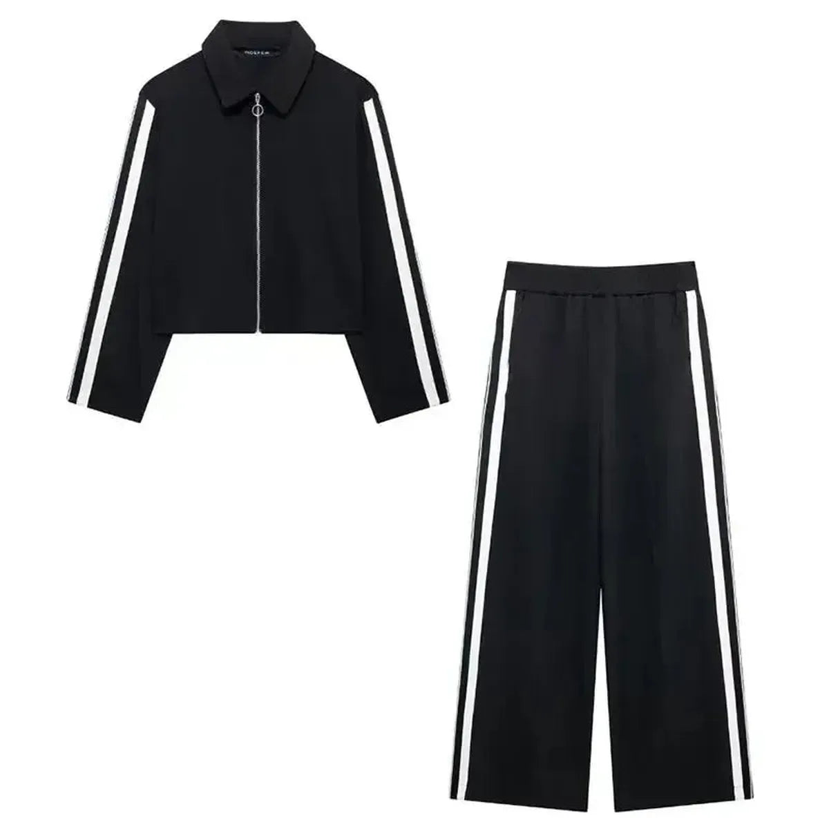 Ensemble Court Noir : Veste + Pantalon Patchwork-Saylana