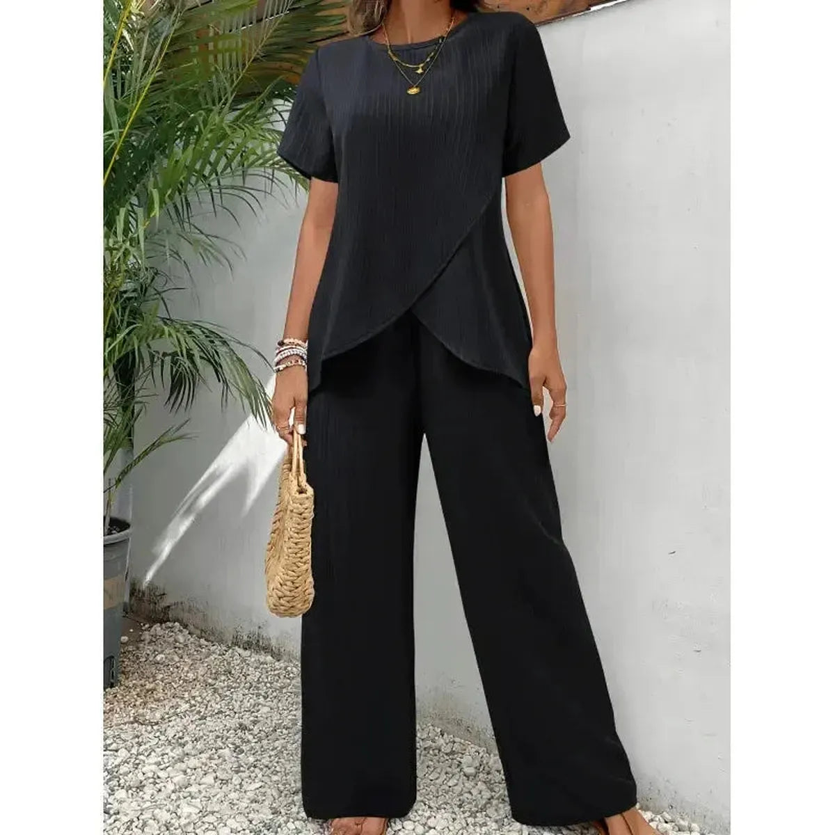 Ensemble Décontracté Haut Fendu + Pantalon-Saylana