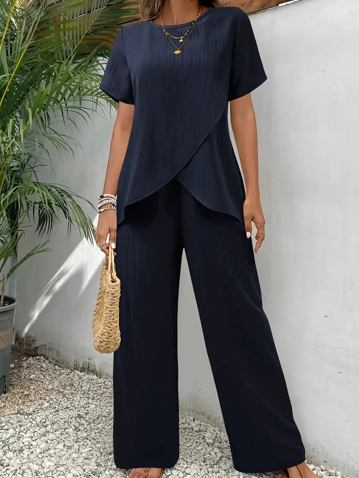 Ensemble Décontracté Haut Fendu + Pantalon-Saylana