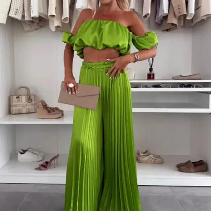 Ensemble Décontracté Imprimé : Top Sans Manches + Pantalon Large-Saylana