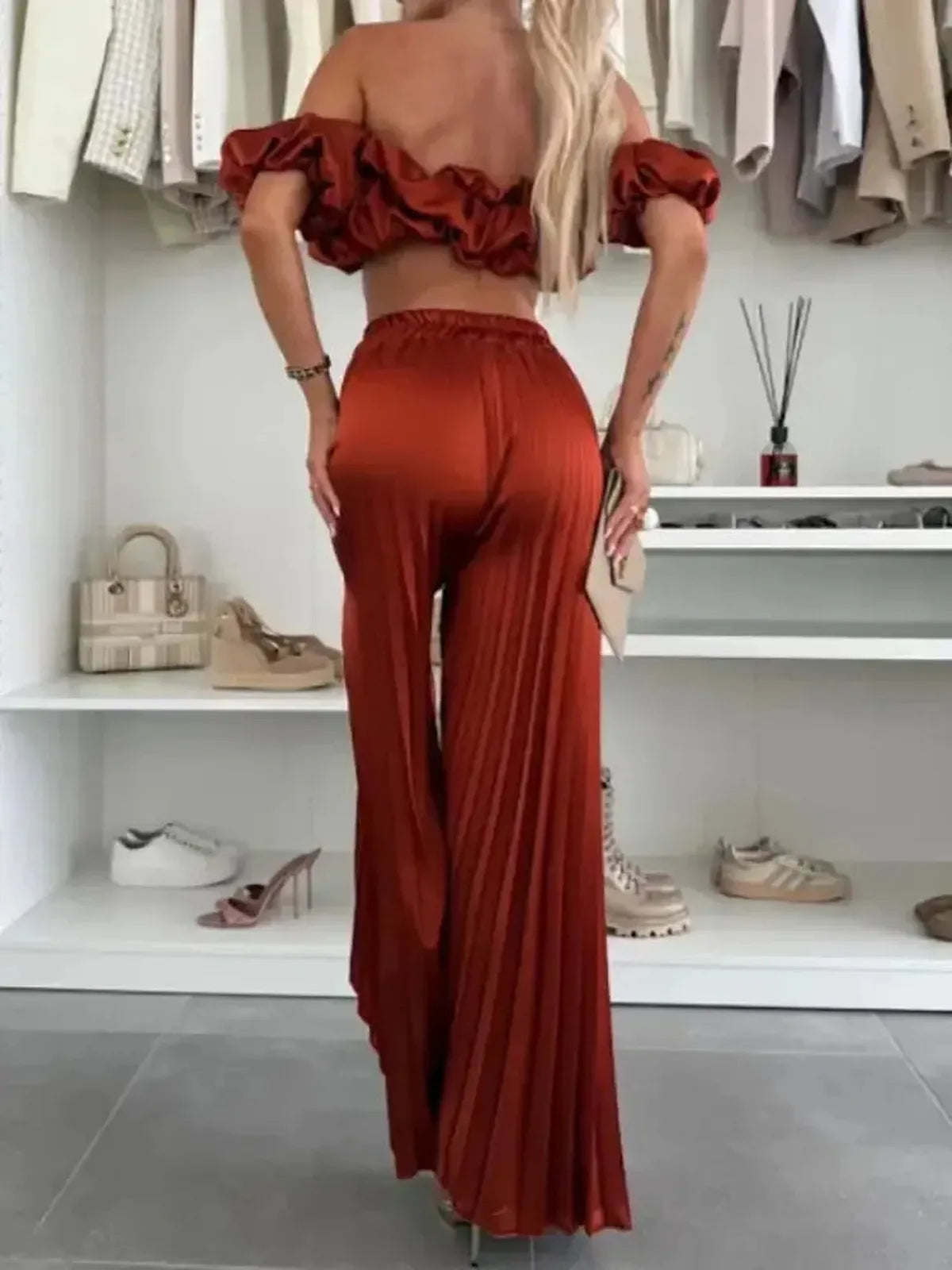 Ensemble Décontracté Imprimé : Top Sans Manches + Pantalon Large-Saylana