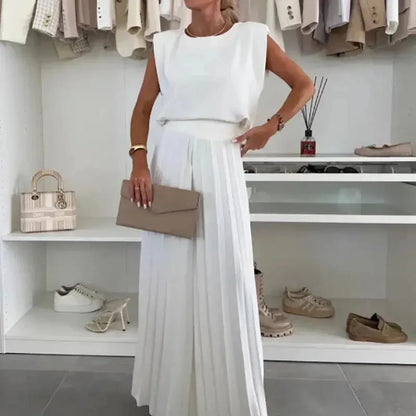 Ensemble Décontracté Imprimé : Top Sans Manches + Pantalon Large-Saylana