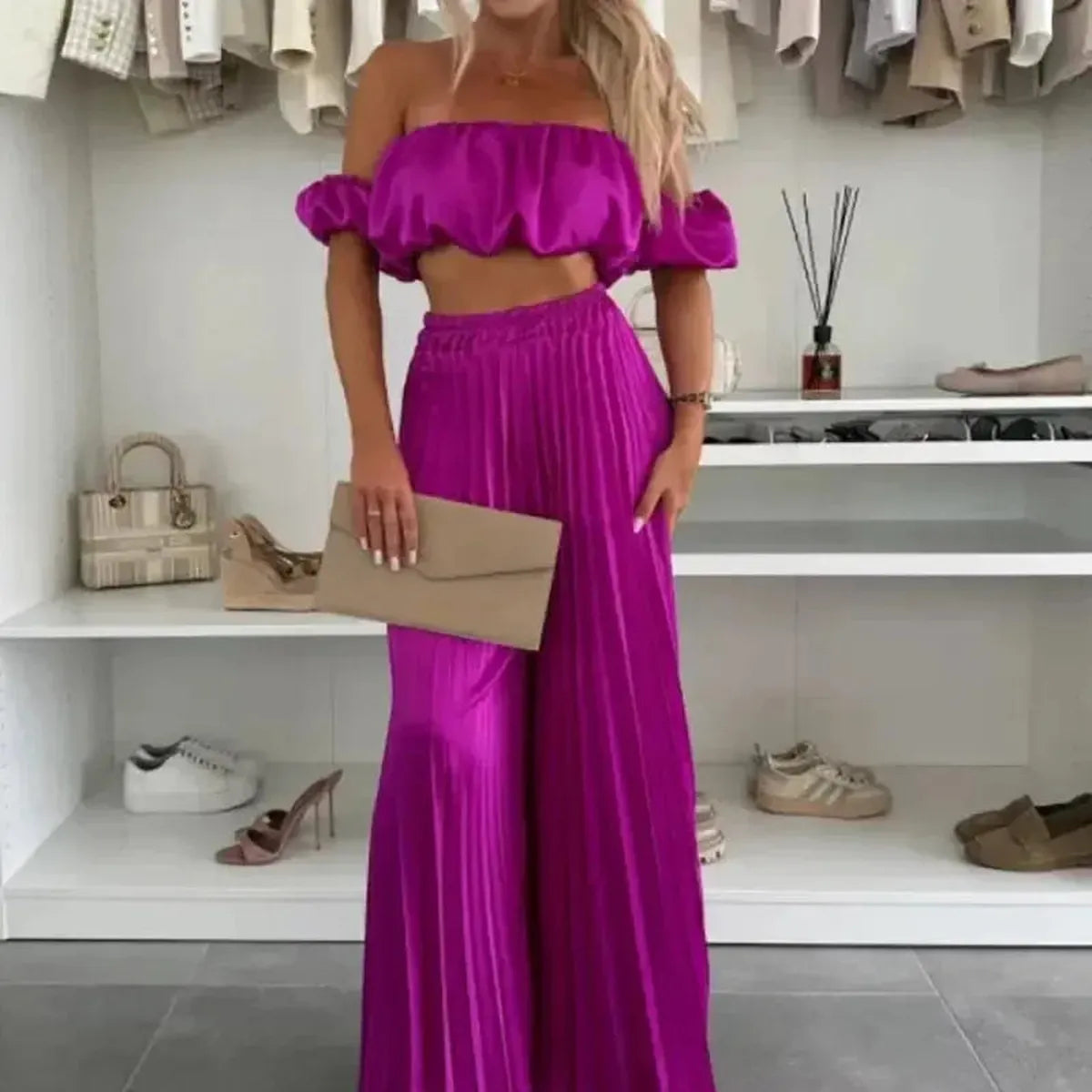 Ensemble Décontracté Imprimé : Top Sans Manches + Pantalon Large-Saylana