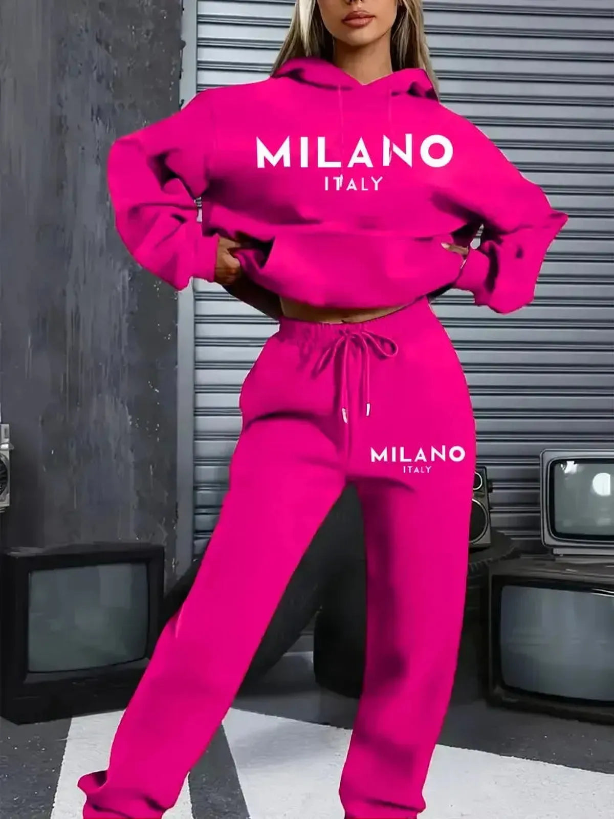 Ensemble Hoodie MILANO + Pantalon Femme Streetwear-Saylana