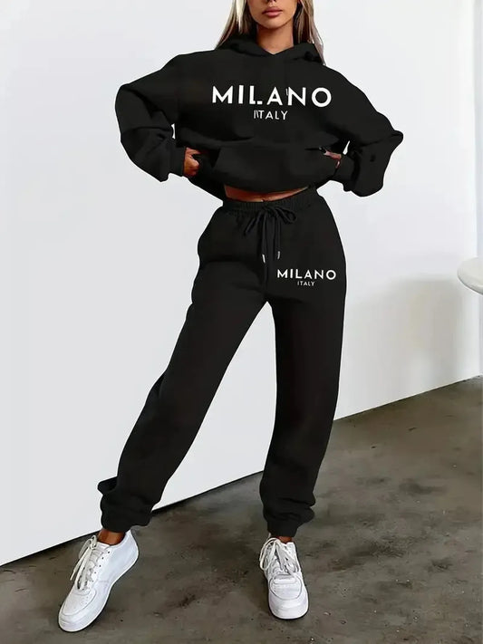 Ensemble Hoodie MILANO + Pantalon Femme Streetwear-Saylana