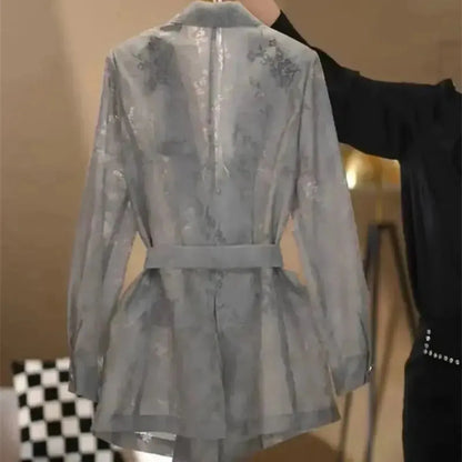 Ensemble Imprimé 2 Pièces : Veste Lacée + Pantalon Large-Saylana