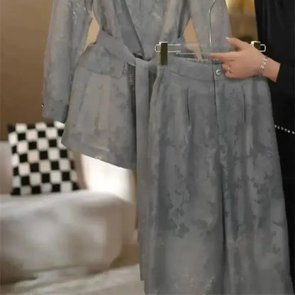 Ensemble Imprimé 2 Pièces : Veste Lacée + Pantalon Large-Saylana