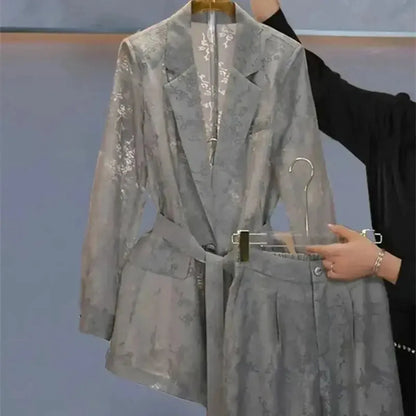 Ensemble Imprimé 2 Pièces : Veste Lacée + Pantalon Large-Saylana