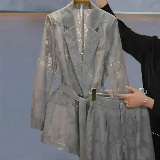 Ensemble Imprimé 2 Pièces : Veste Lacée + Pantalon Large-Saylana
