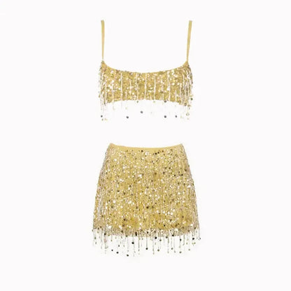 Ensemble Jupe à Franges Pailleté-Saylana