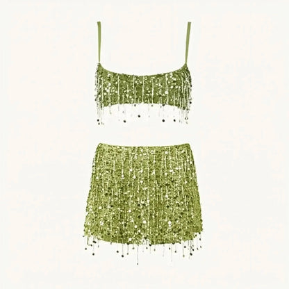 Ensemble Jupe à Franges Pailleté - Saylana