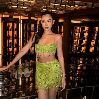 Ensemble Jupe à Franges Pailleté - Saylana