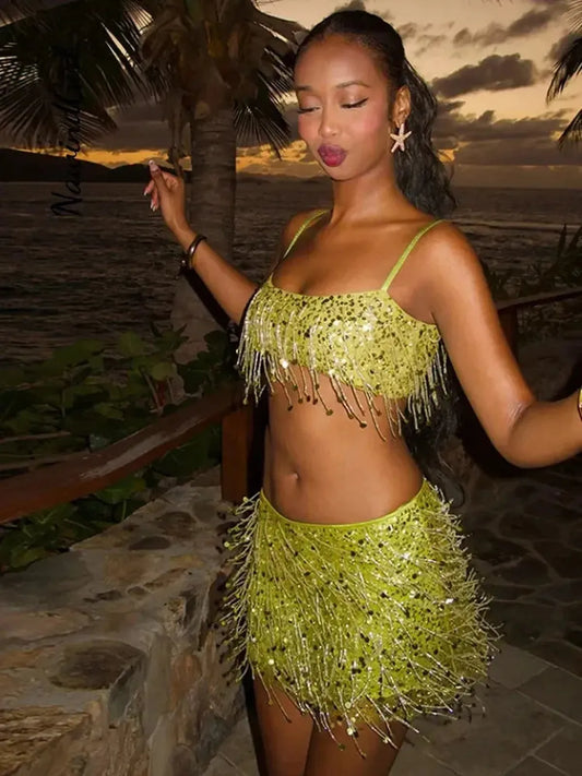 Ensemble Jupe à Franges Pailleté-Saylana