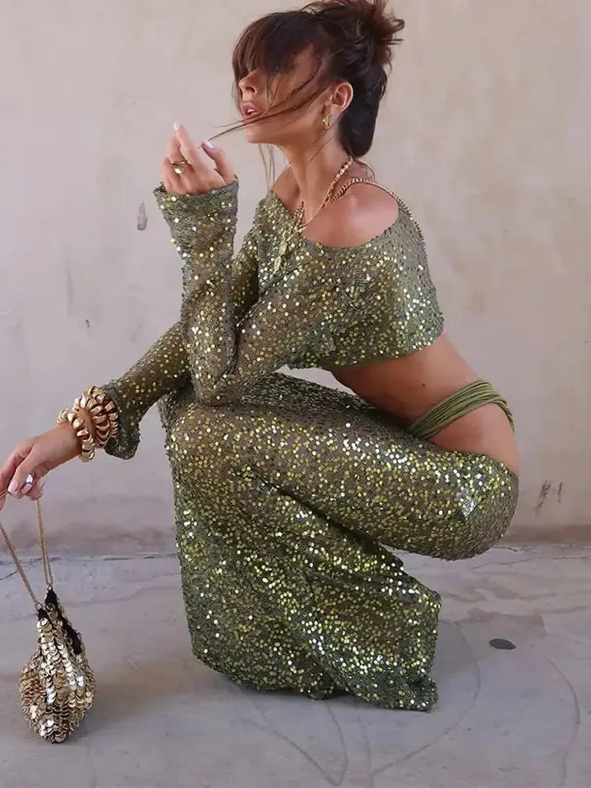 Ensemble Pailleté Jupe Longue-Saylana