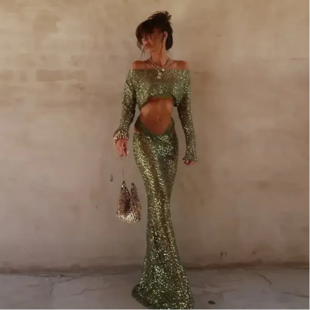 Ensemble Pailleté Jupe Longue-Saylana