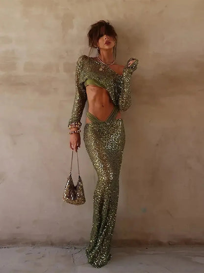 Ensemble Pailleté Jupe Longue-Saylana