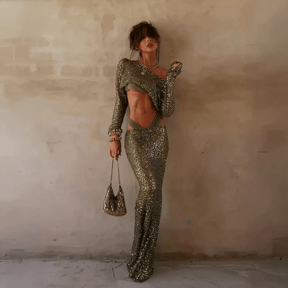 Ensemble Pailleté Jupe Longue - Saylana