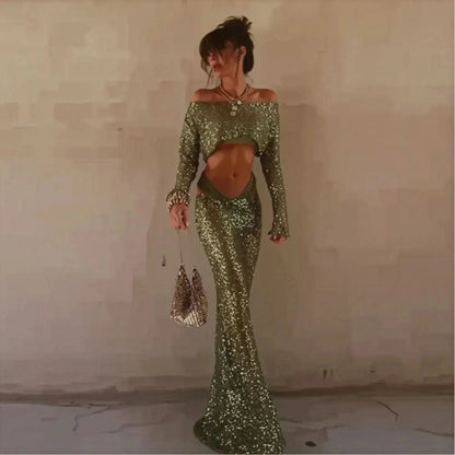 Ensemble Pailleté Jupe Longue - Saylana