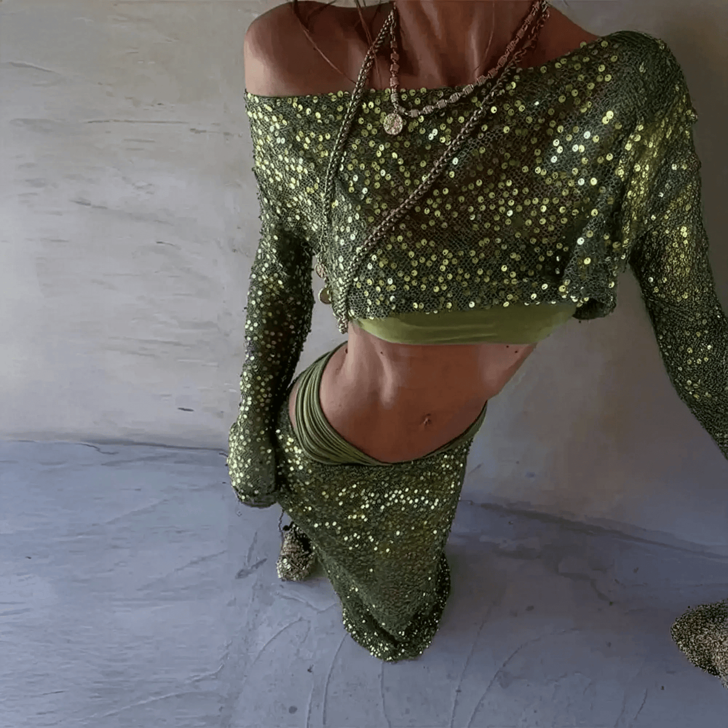 Ensemble Pailleté Jupe Longue - Saylana