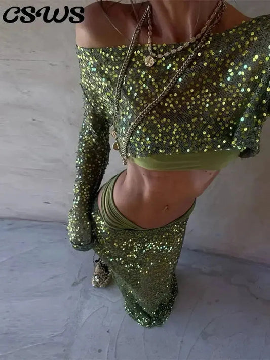Ensemble Pailleté Jupe Longue-Saylana