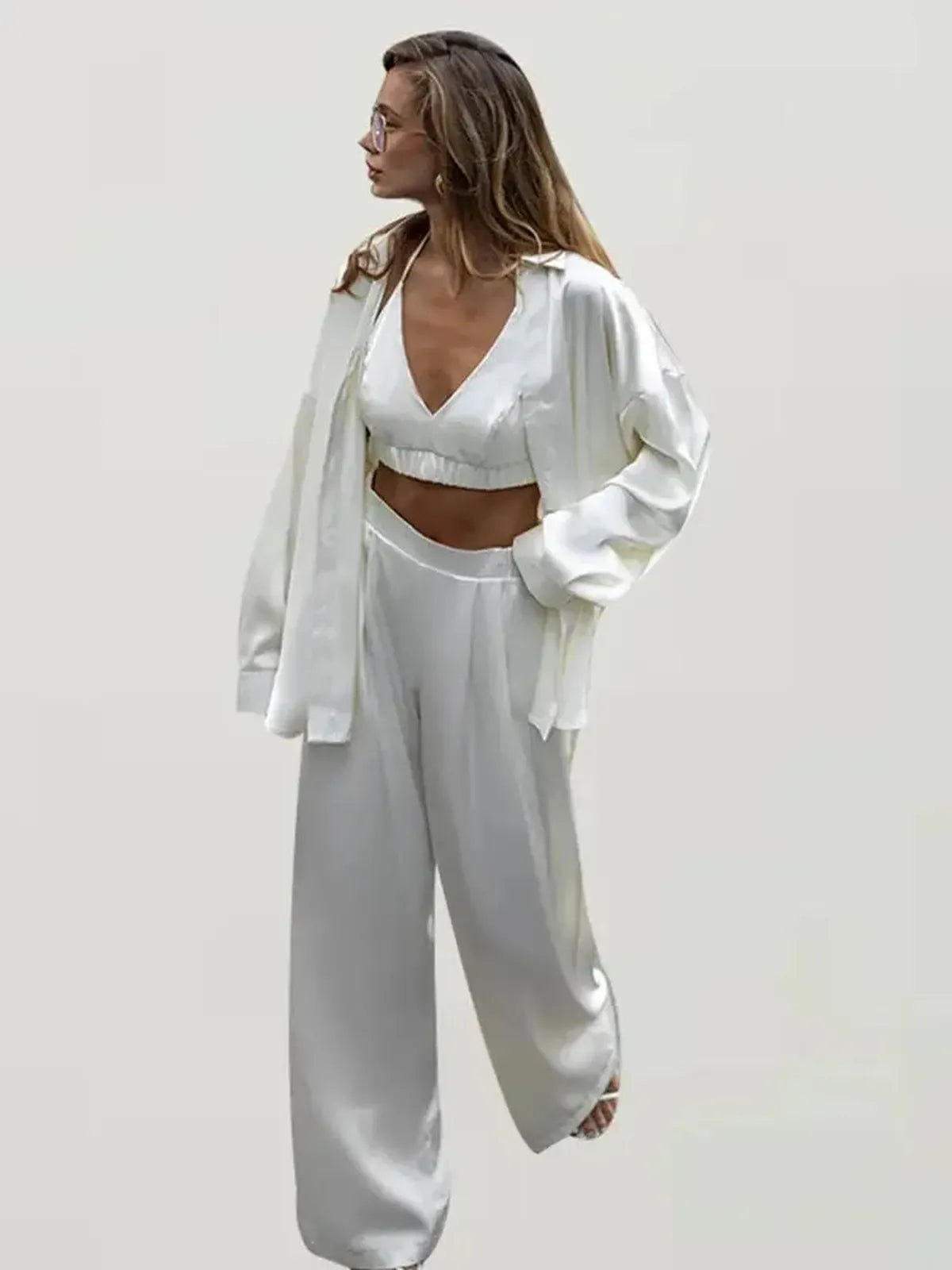 Ensemble Satiné Chemise + Pantalon-Saylana