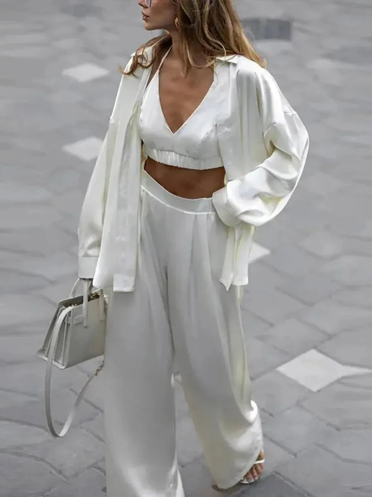 Ensemble Satiné Chemise + Pantalon-Saylana