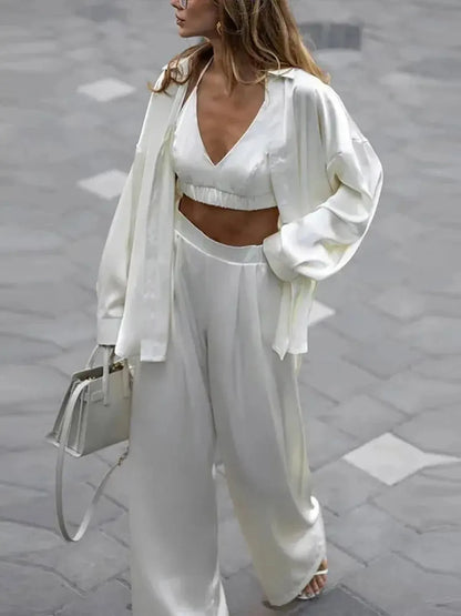 Ensemble Satiné Chemise + Pantalon-Saylana