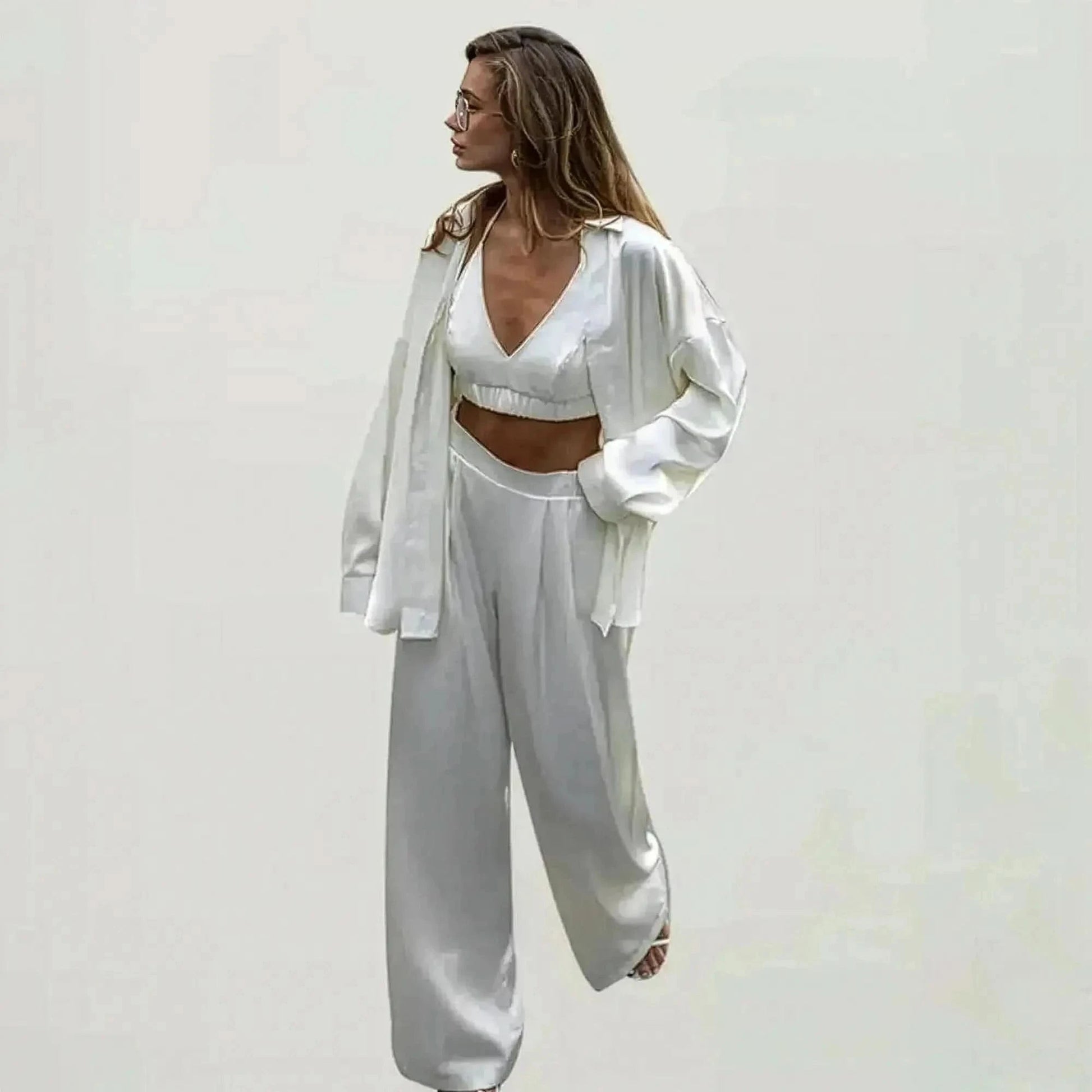 Ensemble Satiné Chemise + Pantalon - Saylana